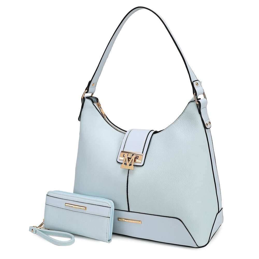 9541 Hobo Bag & Wristlet Wallet Set Vegan Leather Handbag Purse Set